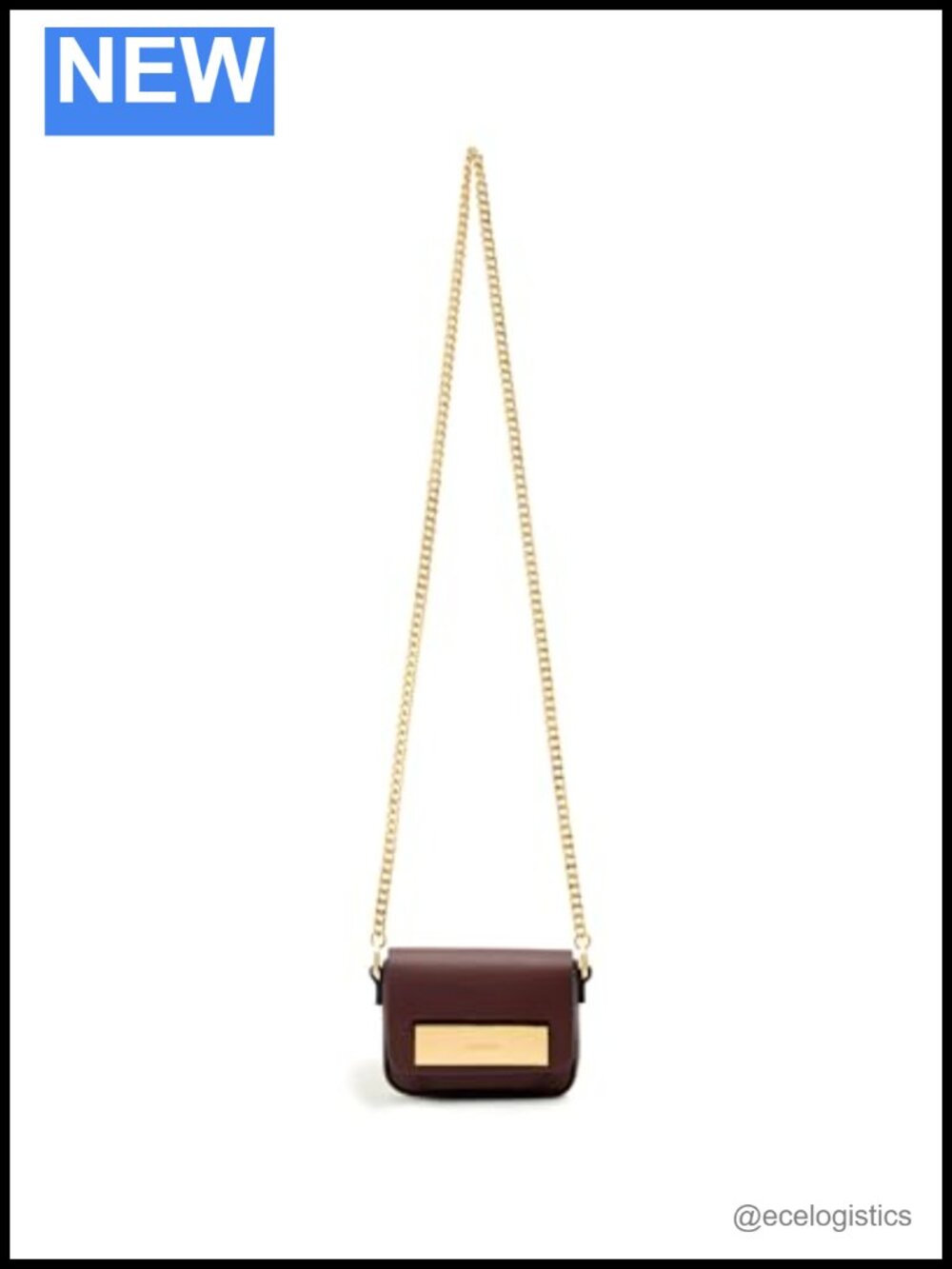 Leather Crossbody Bag with Chain Strap Push Lock Satchel